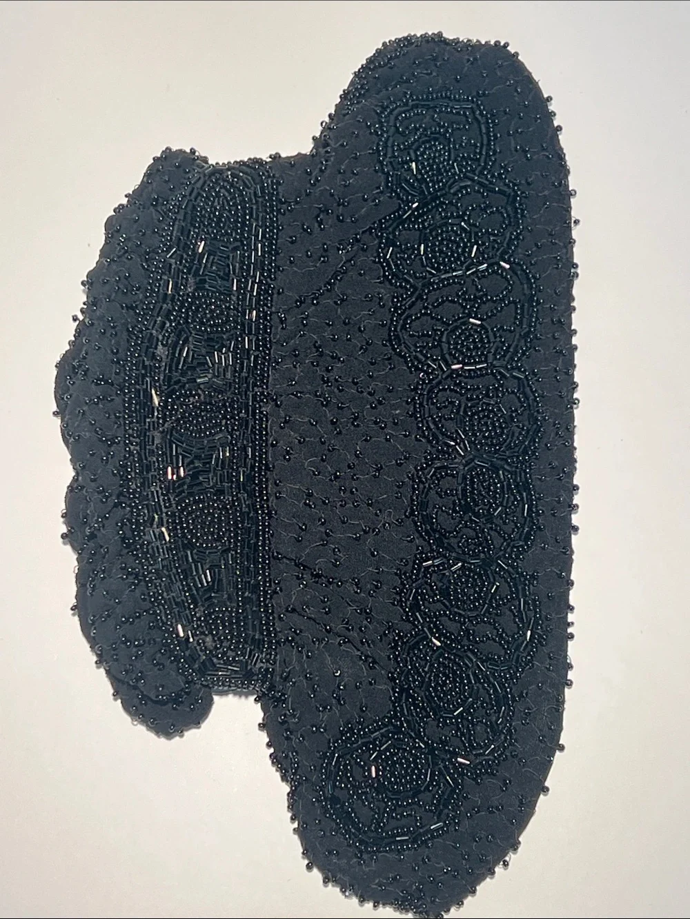 1940s Vintage Evening Clutch Black Beaded Made in Belgium